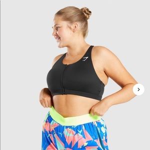 Gym Shark Zip Up Training Sports Bra Black Size:L